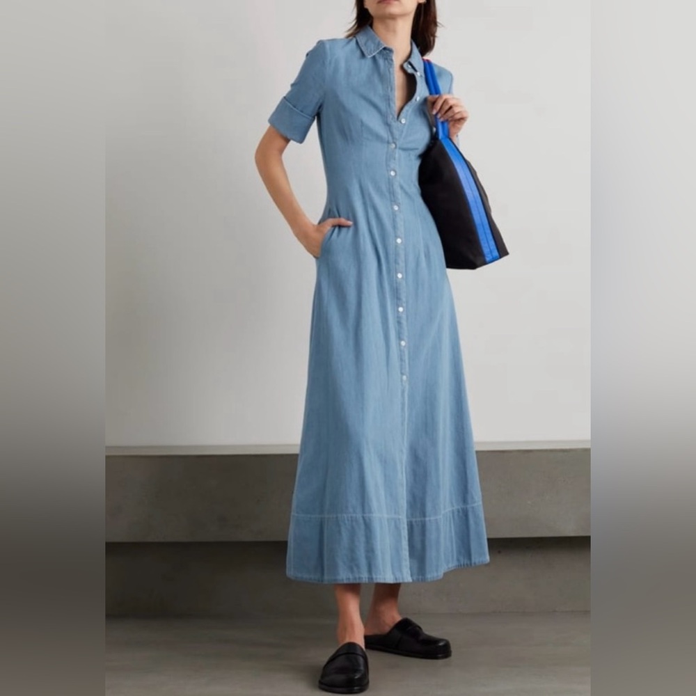 STAUD Denim Blue Maxi Dress